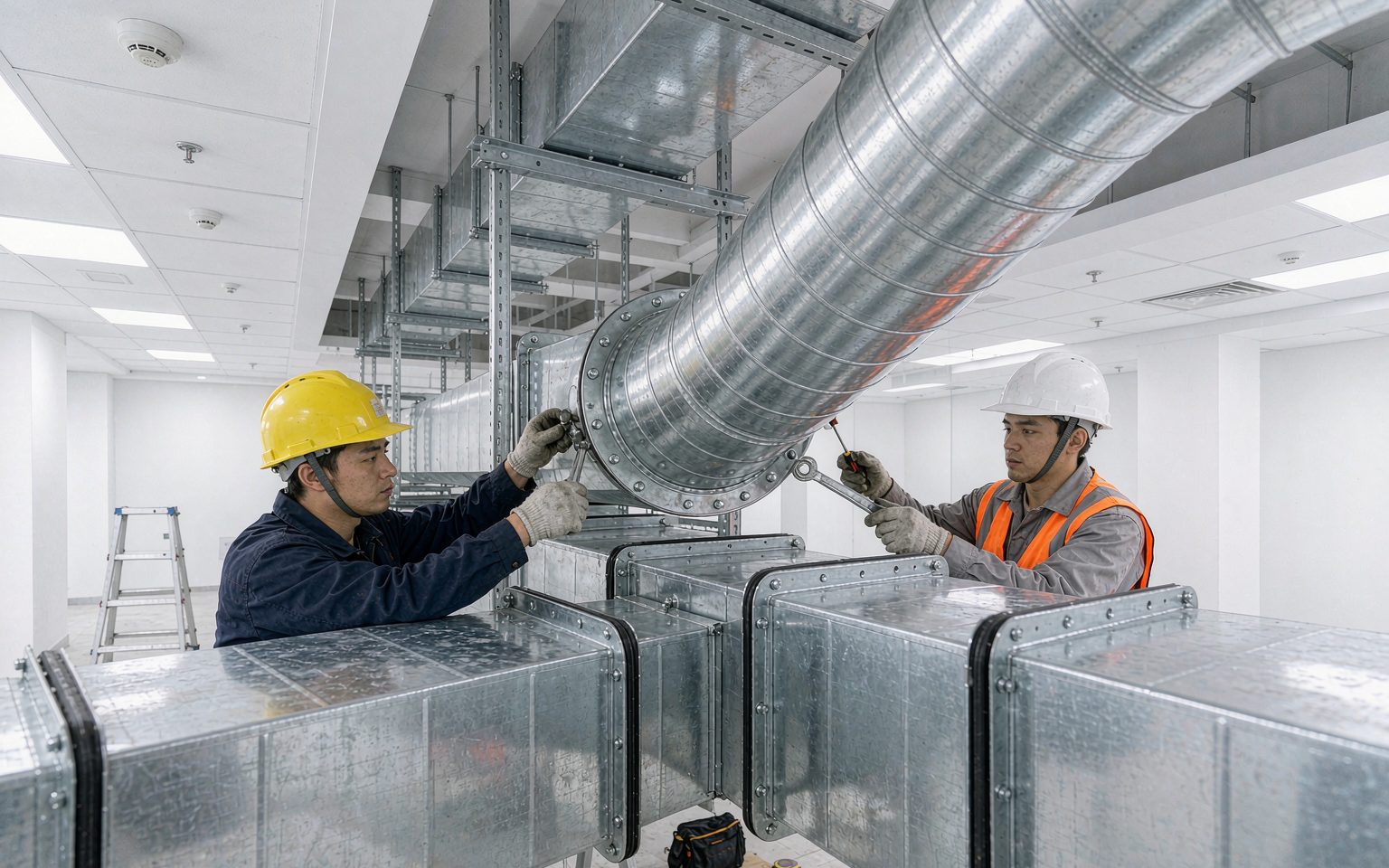 商业建筑通风管道(镀锌风管)安装工程实景
